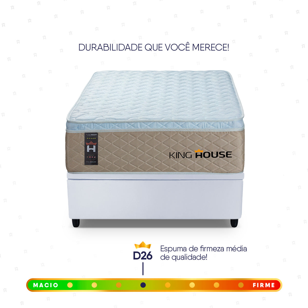 Cama Box Baú Alford 96x203 Bege e Branco c/ Molas Ensacadas Espuma D26 Suporta 110 kg