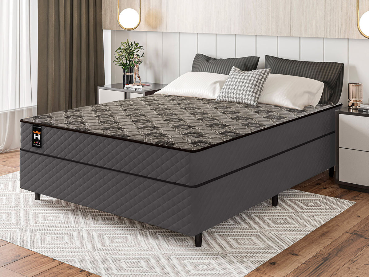Conjugado Mônaco Casal c/ Molas Ensacadas 138x188x57 Cinza