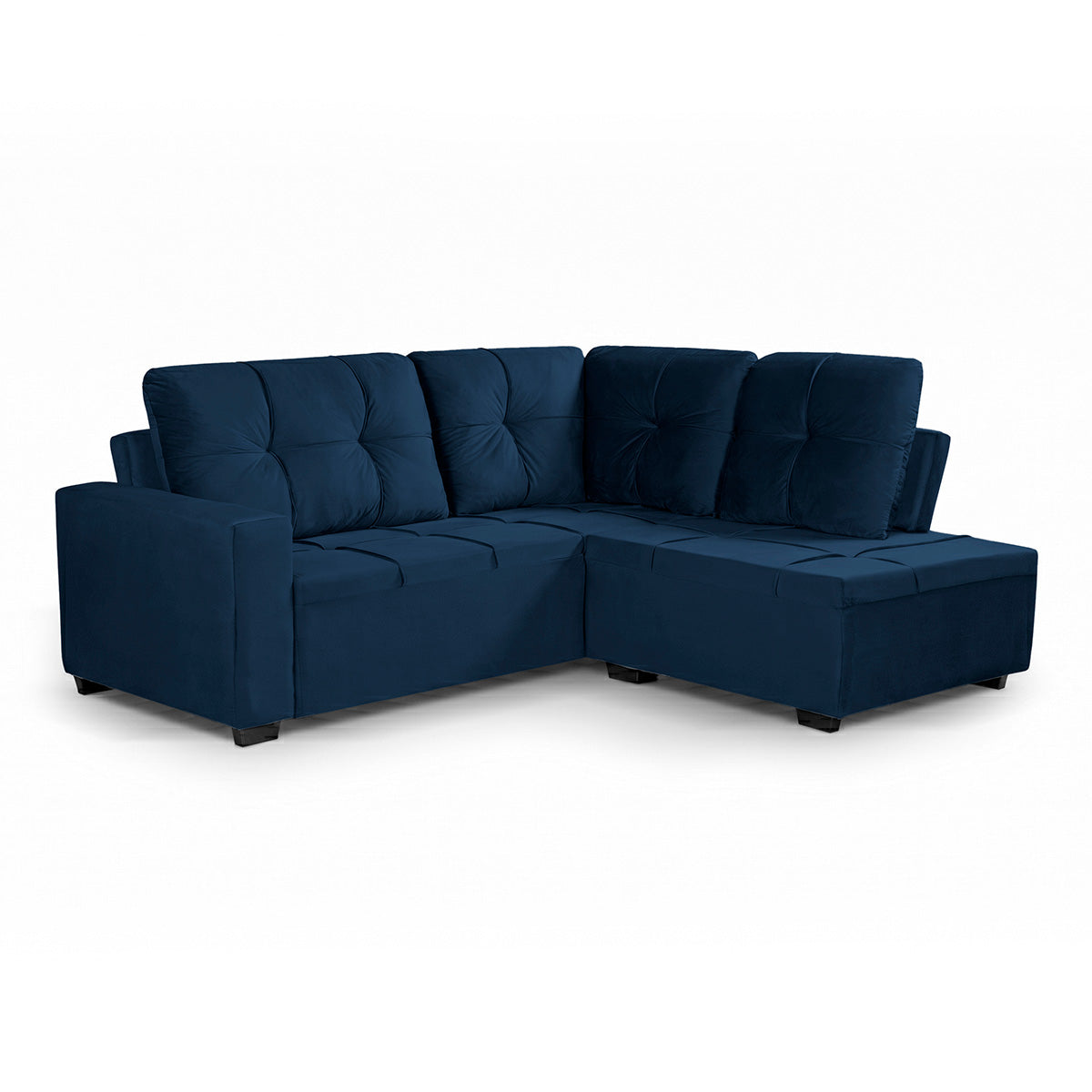 Sofá de Canto com Chaise Ibarra Suede Velut Azul