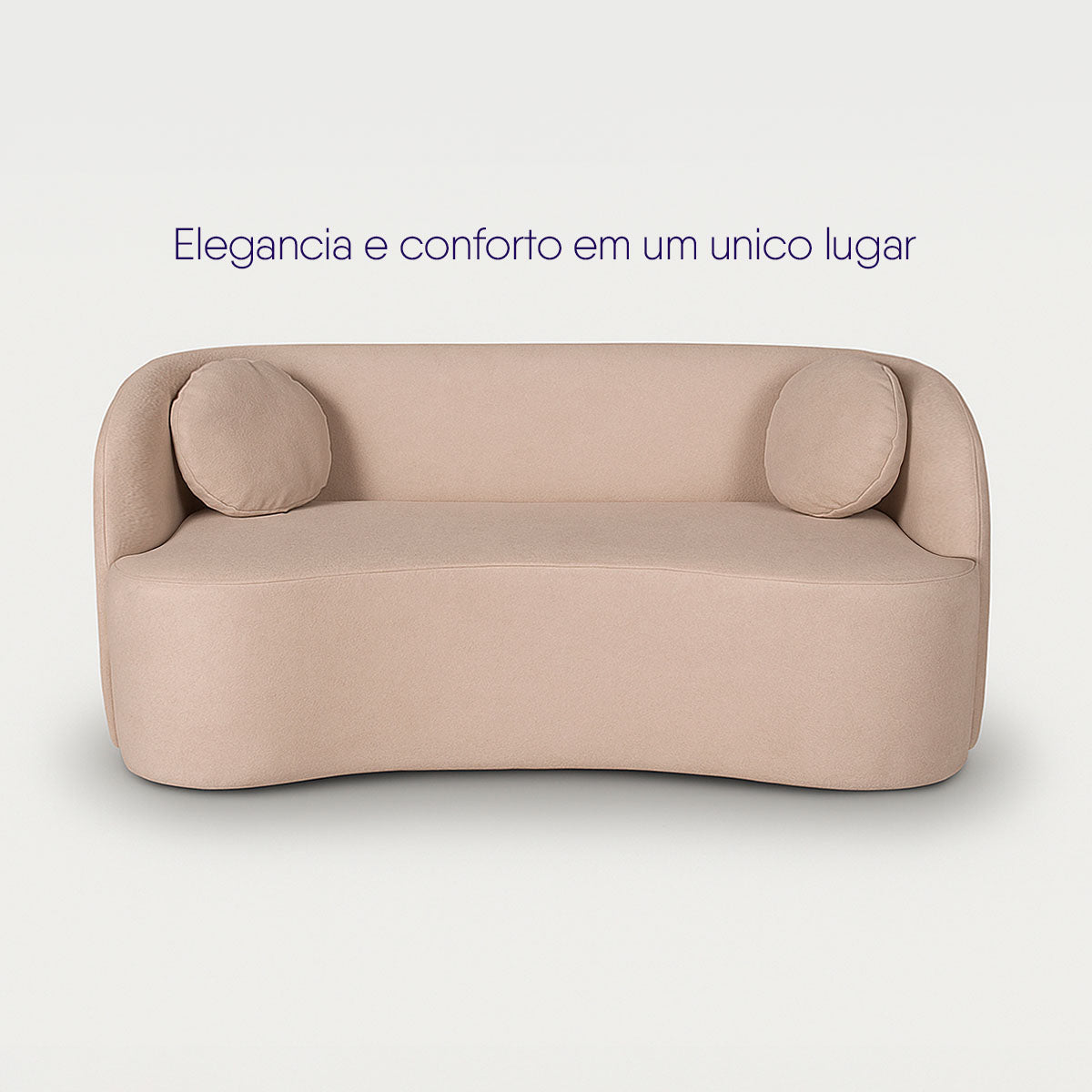 Sofá Orgânico Ilhéus 1,80m Bouclê Bege com Puff