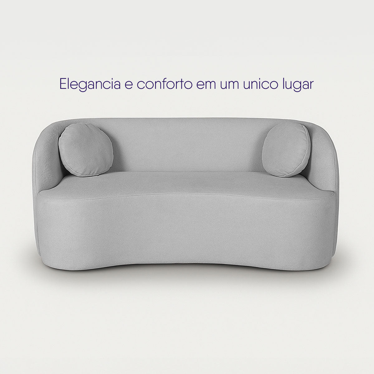 Sofá Orgânico Ilhéus 1,80m Bouclê Cinza com Puff