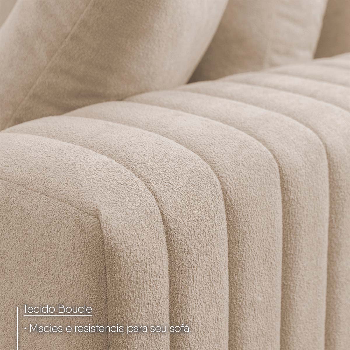 Sofá Modular Kavak 3,31m Bouclê Bege Com Chaise