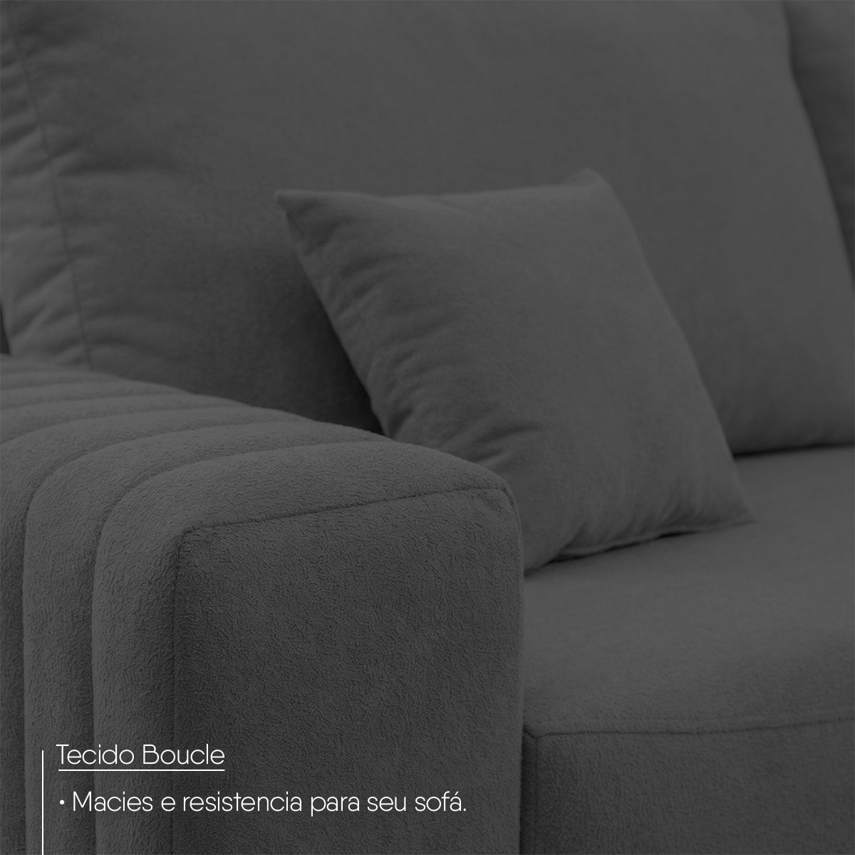 Sofá Modular Kavak 3,31m Bouclê Grafite Com Chaise