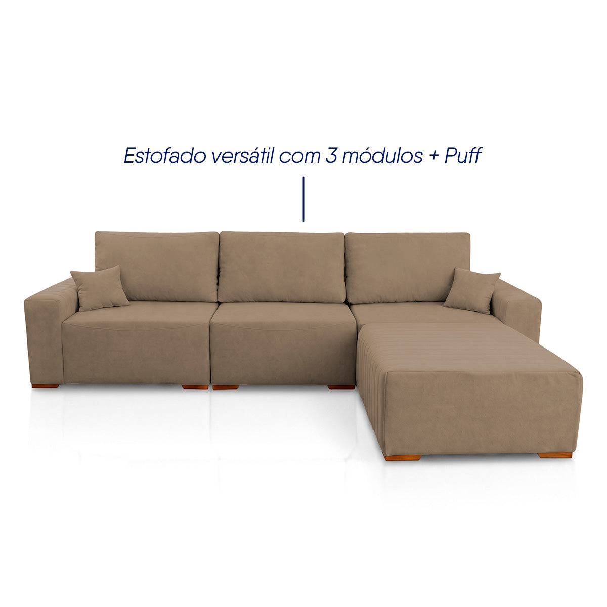 Sofá Modular Kavak 3,31m Bouclê Marrom Com Chaise