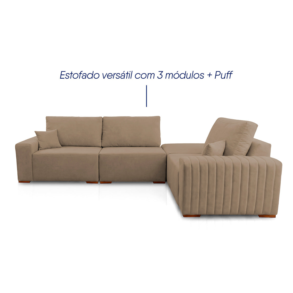 Sofá Modular Kavak 3,31m Bouclê Marrom Com Chaise