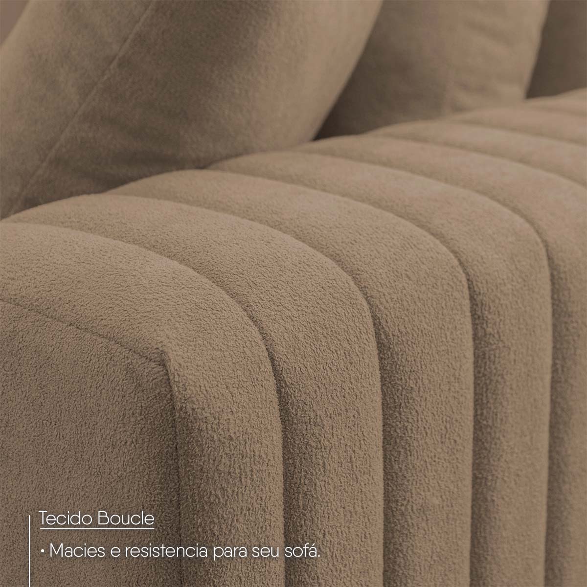 Sofá Modular Kavak 3,31m Bouclê Marrom Com Chaise