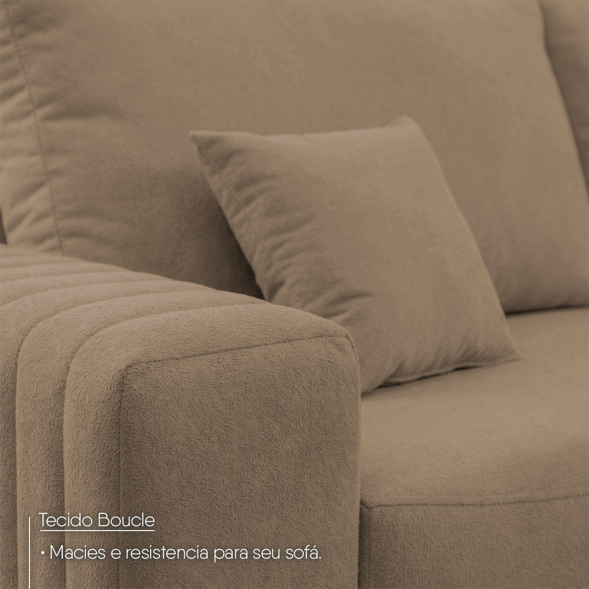 Sofá Modular Kavak 3,31m Bouclê Marrom Com Chaise