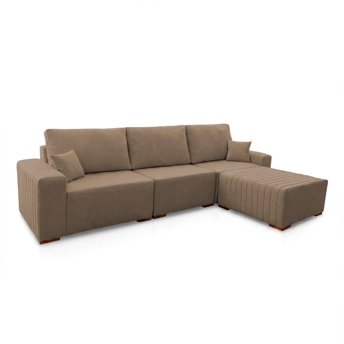 Sofá Modular Kavak 3,31m Bouclê Marrom Com Chaise