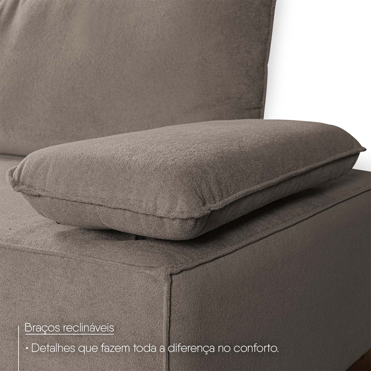 Conjunto Sofá Living Montblanc 3 e 2 Bouclê Marrom Braços Reclináveis