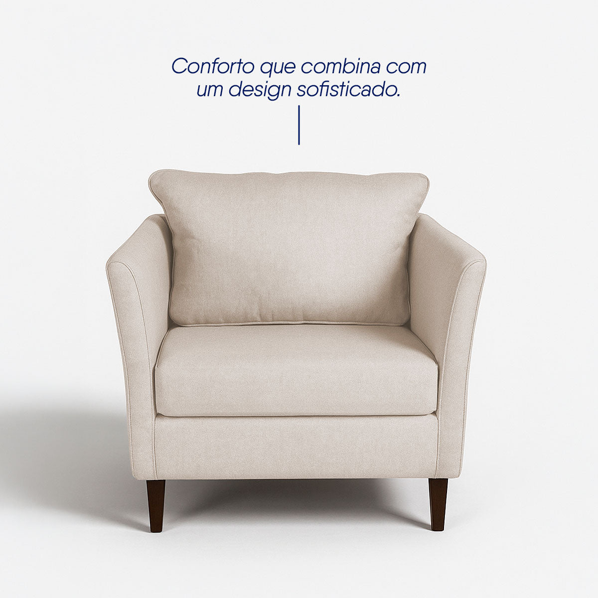 Poltrona Oliver 0,84m Linho Rústico Bege