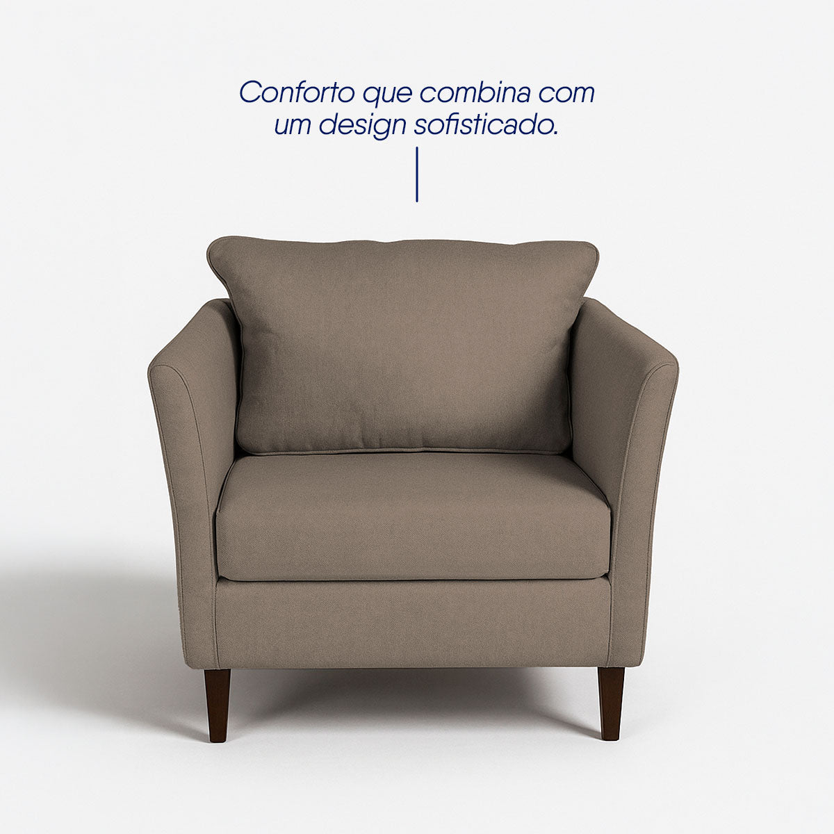 Poltrona Oliver 0,84m Linho Rústico Marrom