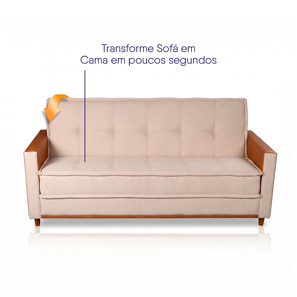 Sofá Cama Oryon 2,12m Linho Reclinável com Baú