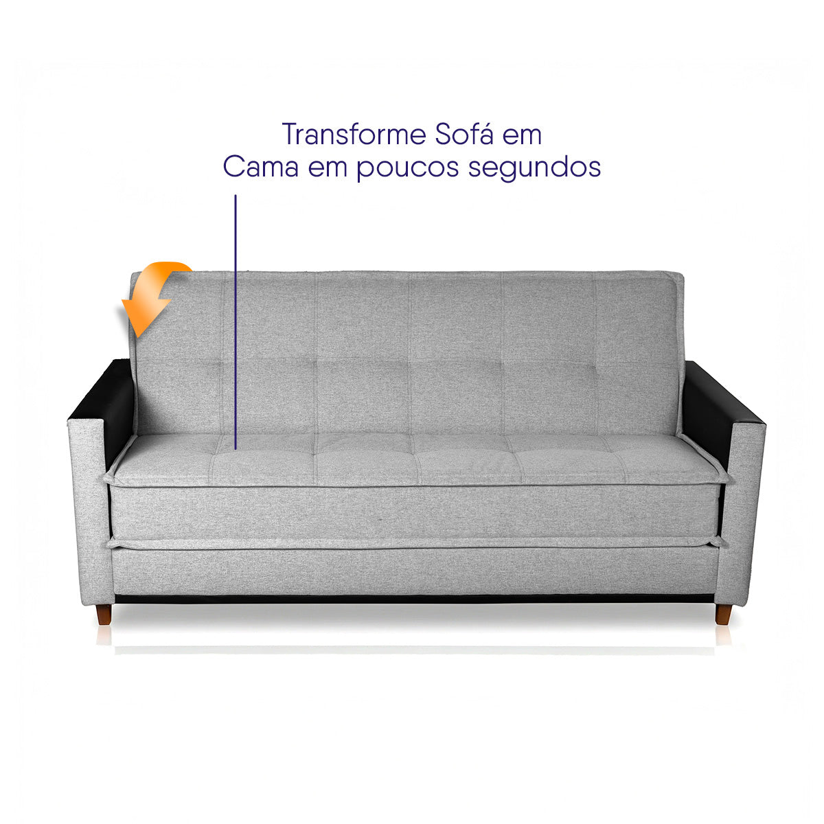 Sofá Cama Oryon 2,12m Linho Cinza Reclinável com Baú