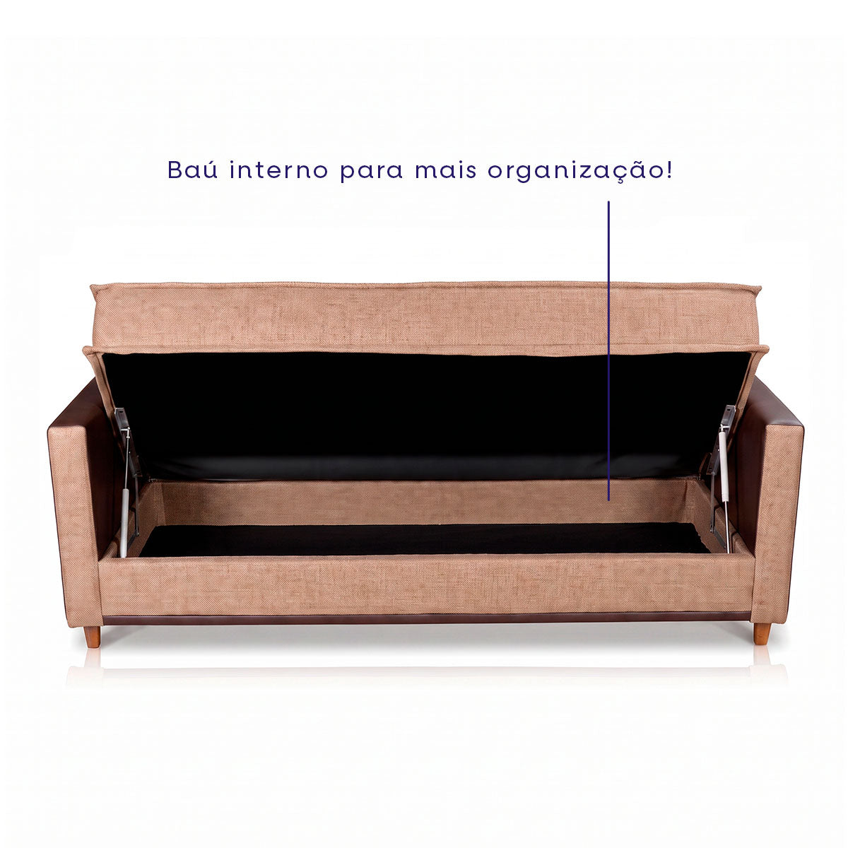 Sofá Cama Oryon 2,12m Linho Reclinável com Baú
