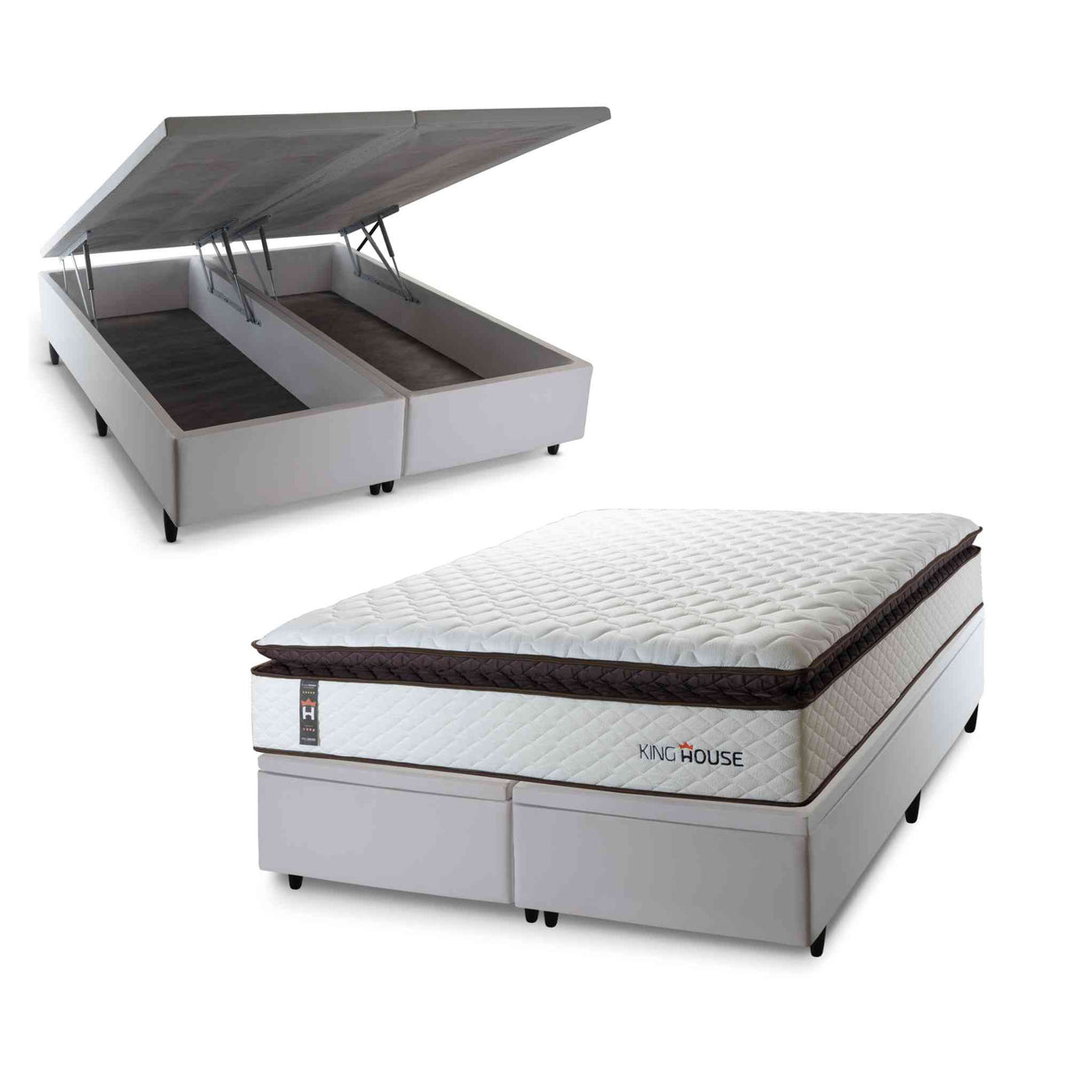 Cama Box Baú San Diego Espuma D33 193x203 Branco King House