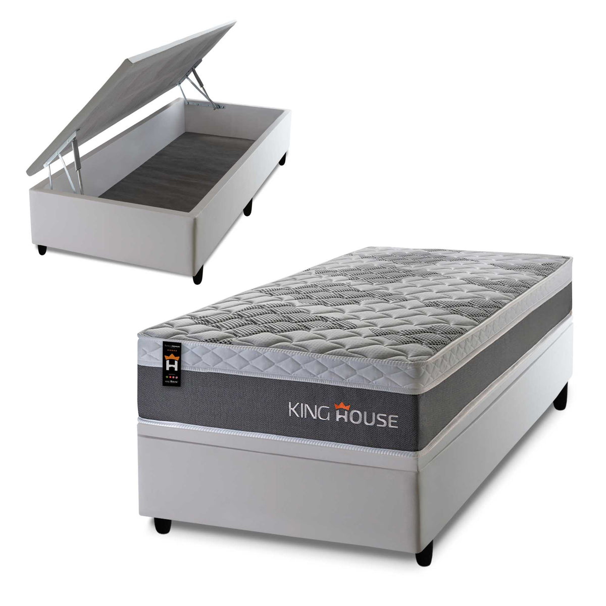 Cama Box Baú Sheffield 88x188 c/ Molas Ensacadas King House
