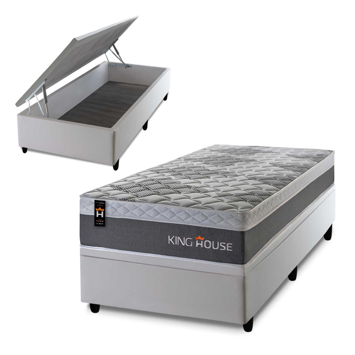 Cama Box Baú Sheffield 96x203 c/ Molas Ensacadas King House