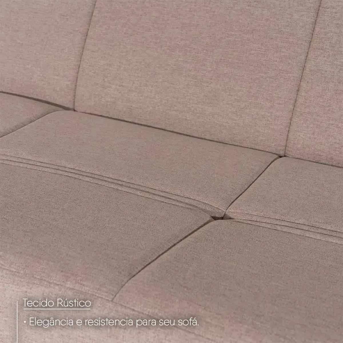 Sofá-cama Sérvia 2,0m bege de linho rústico, com design moderno e elegante.