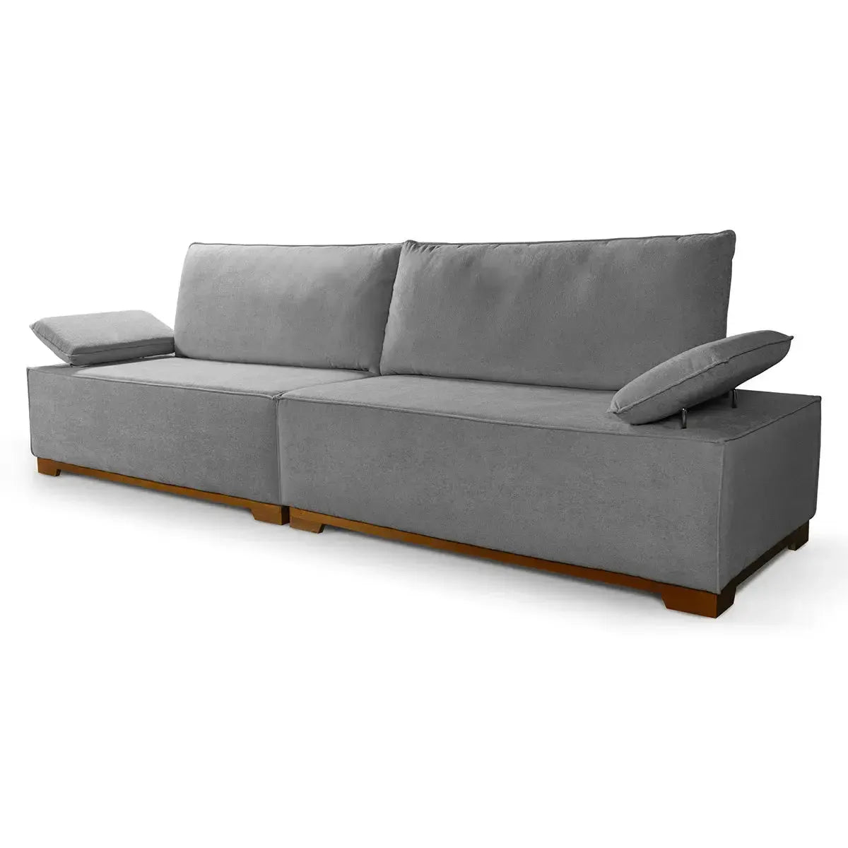 Sofá Living Braço Articulado Deluxe 2,50m Bouclê Cinza