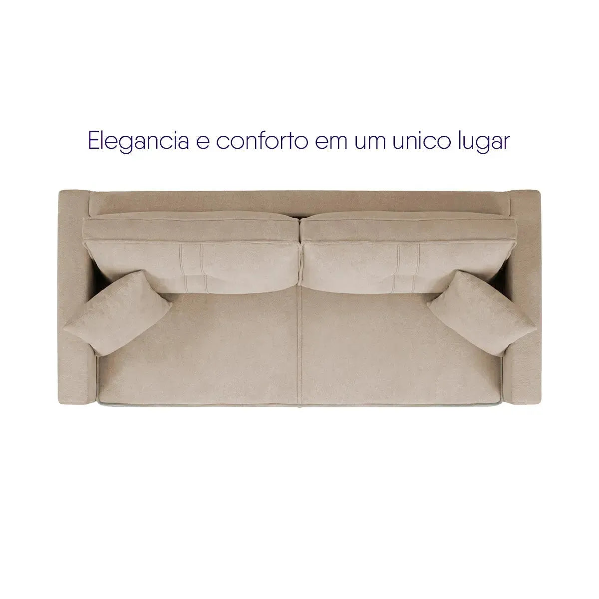 Sofá Living Malibu 2,00m bege bouclê, vista superior, com design elegante e almofadas macias.