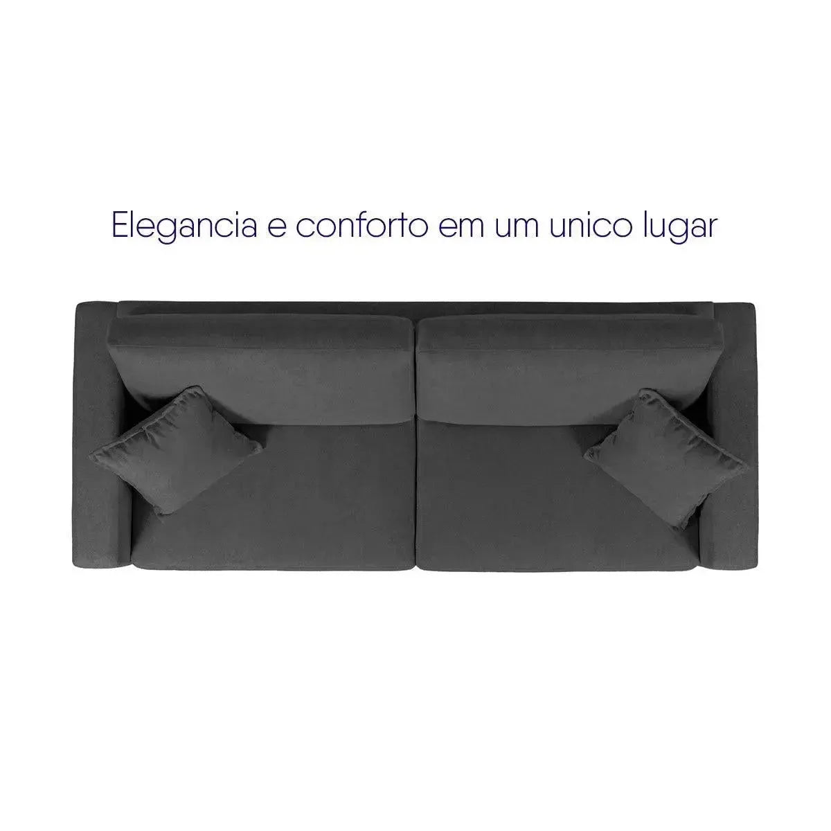 Sofá Living Marau 2,00m Bouclê Grafite, vista superior, com design elegante e dois assentos.