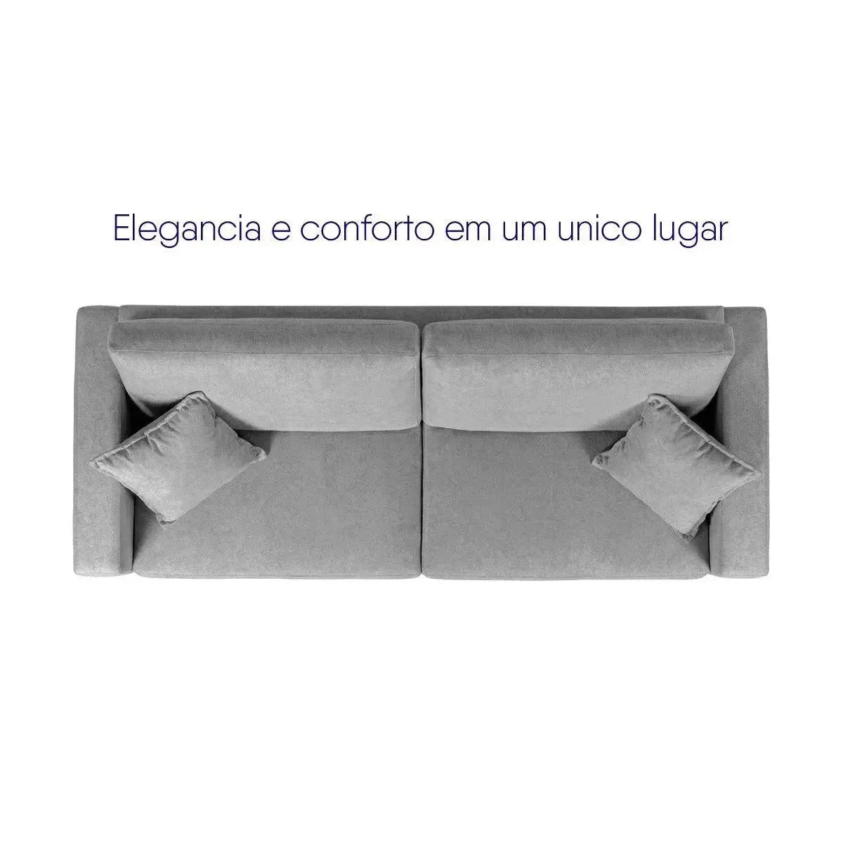 Sofá Living Marau 2,30m Bouclê Cinza, design elegante com almofadas e conforto.