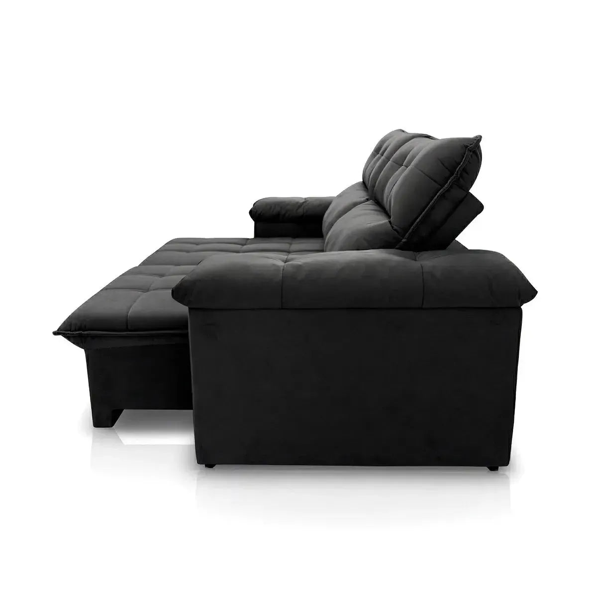 Sofá retrátil reclinável Verona 1,80m em suede velut cinza com molas no assento.
