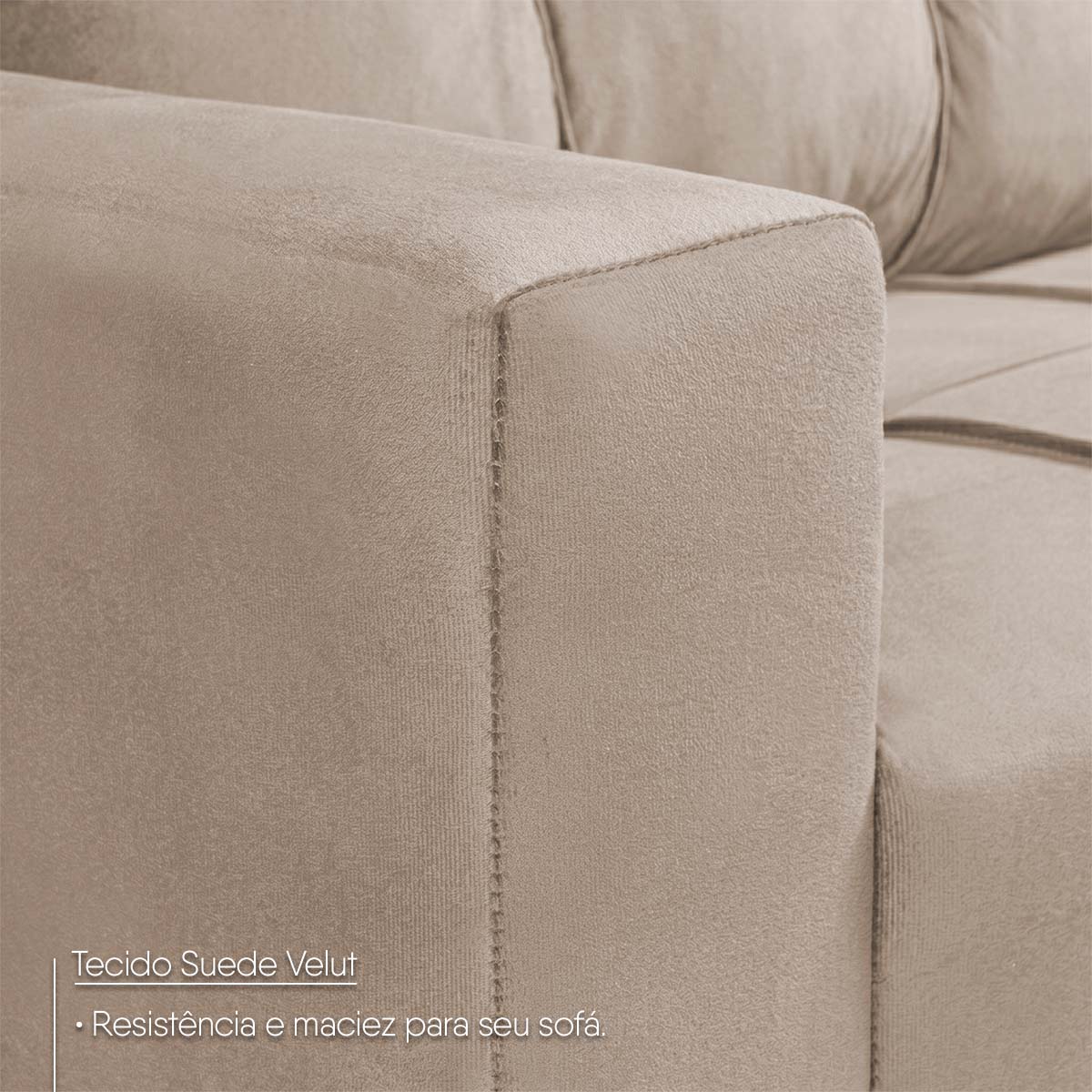 Sofá de Canto com Chaise Ibarra Suede Velut Bege