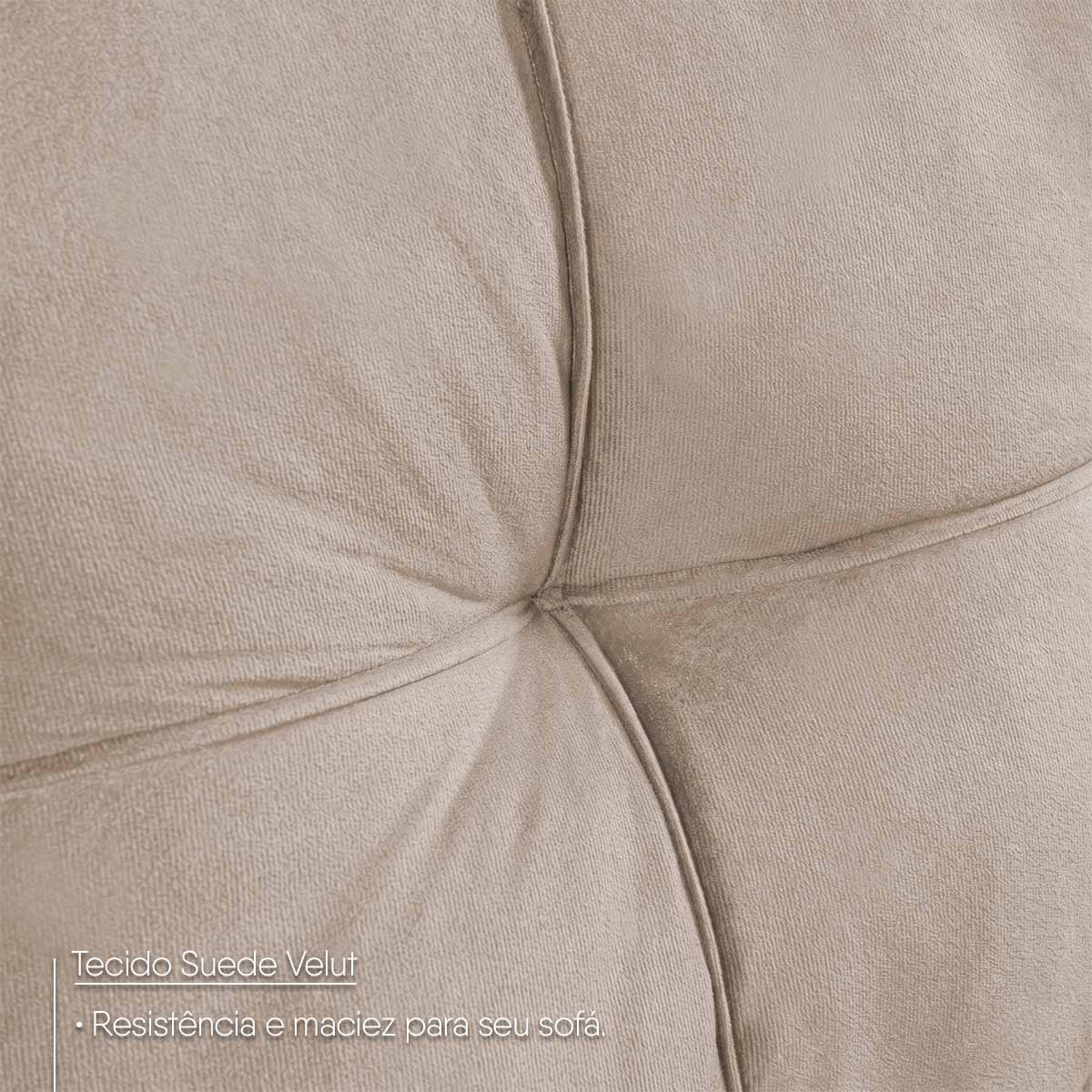 Sofá de Canto com Chaise Ibarra Suede Velut Bege