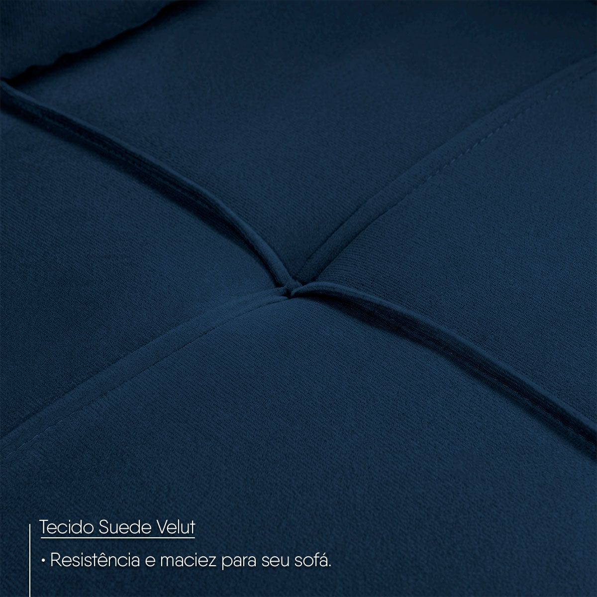 Sofá de Canto com Chaise Ibarra Suede Velut Azul
