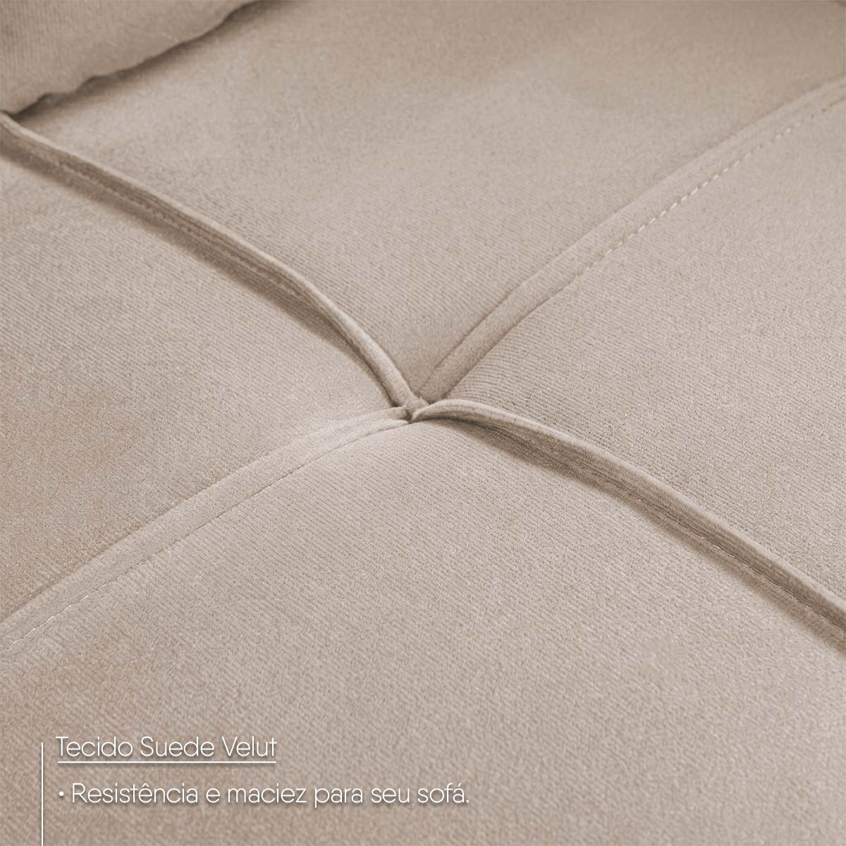 Sofá de Canto com Chaise Ibarra Suede Velut Bege