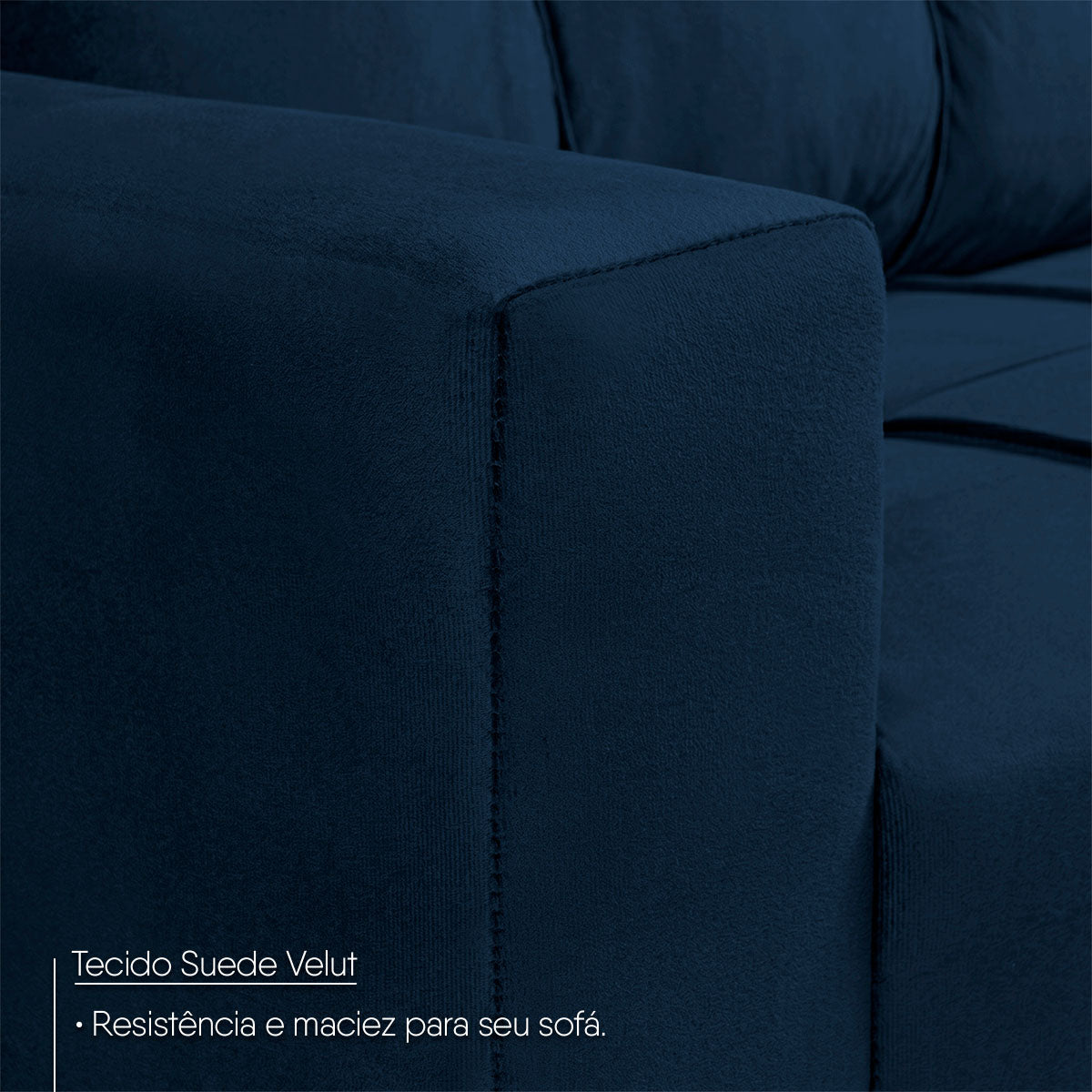 Sofá de Canto com Chaise Ibarra Suede Velut Azul