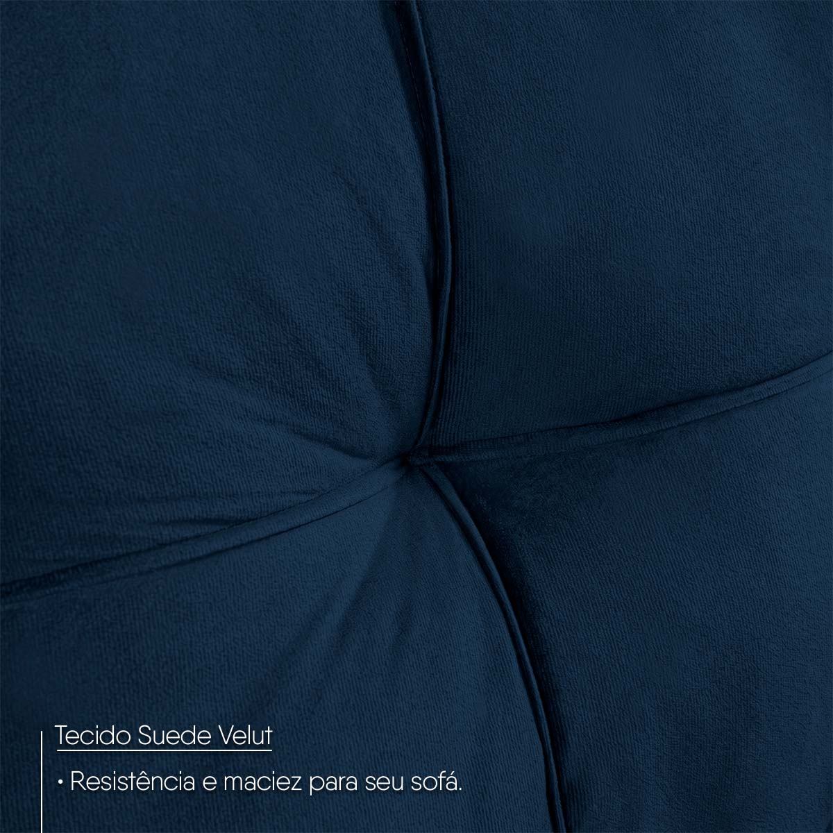 Sofá de Canto com Chaise Ibarra Suede Velut Azul