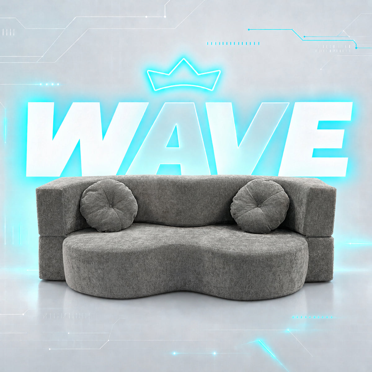 Sofá Cama Orgânico Wave Espuma á Vácuo 2,02m Cinza