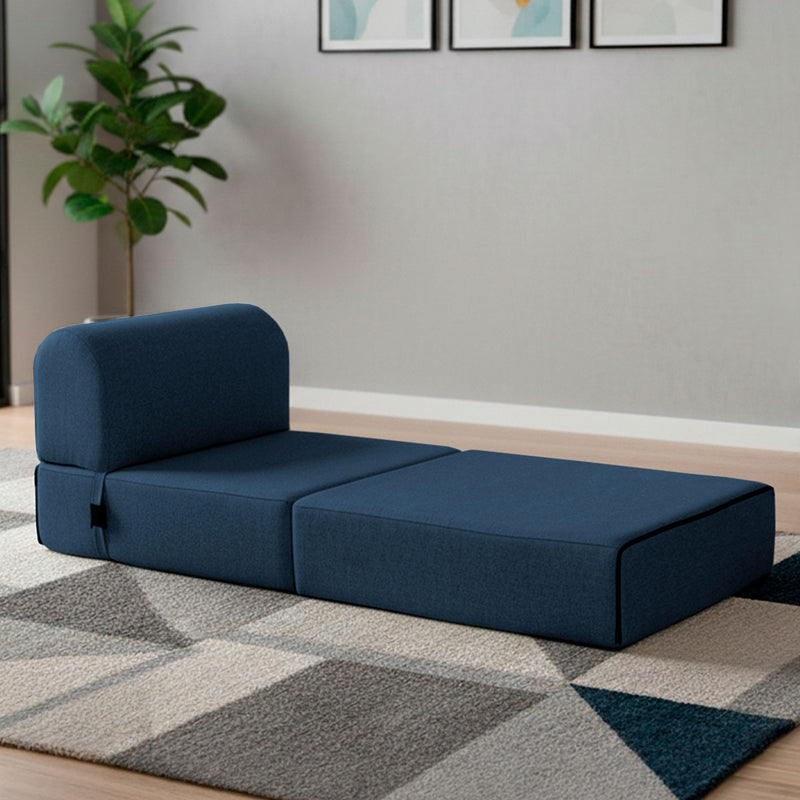 Poltrona Cama Adele 0,66m Linho Rústico Azul Dobrável