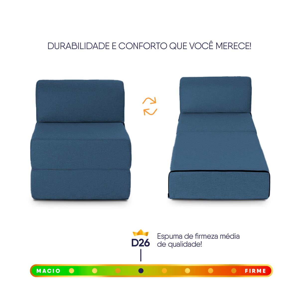 Poltrona Cama Adele 0,66m Linho Rústico Azul Dobrável