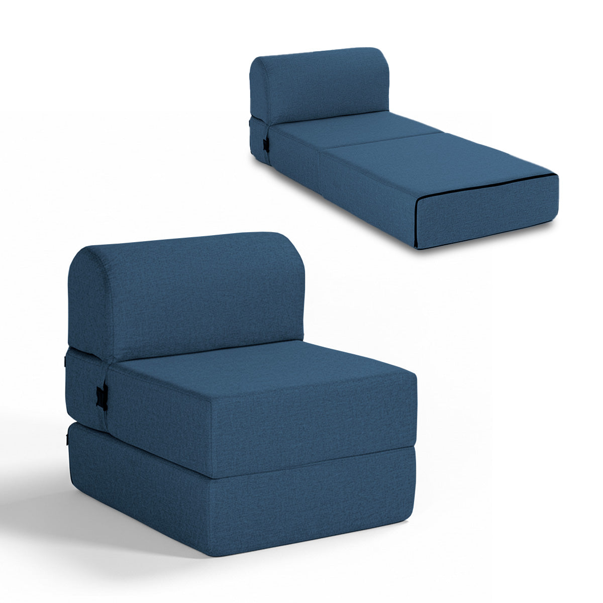 Poltrona Cama Adele 0,66m Linho Rústico Azul Dobrável