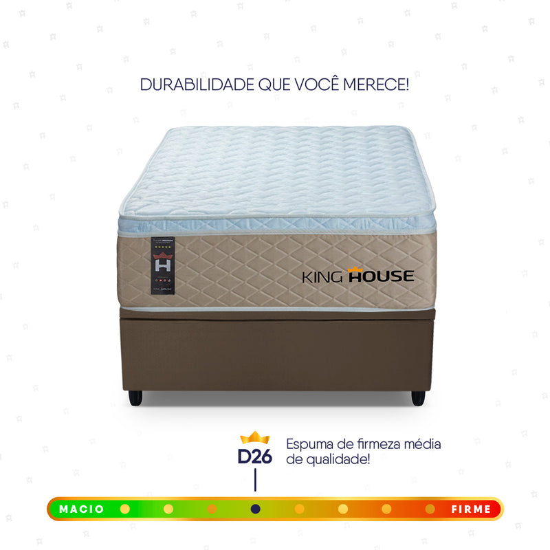 Cama Box Baú Alford 88x188 Bege e Marrom c/ Molas Ensacadas Espuma D26 Suporta 110 kg