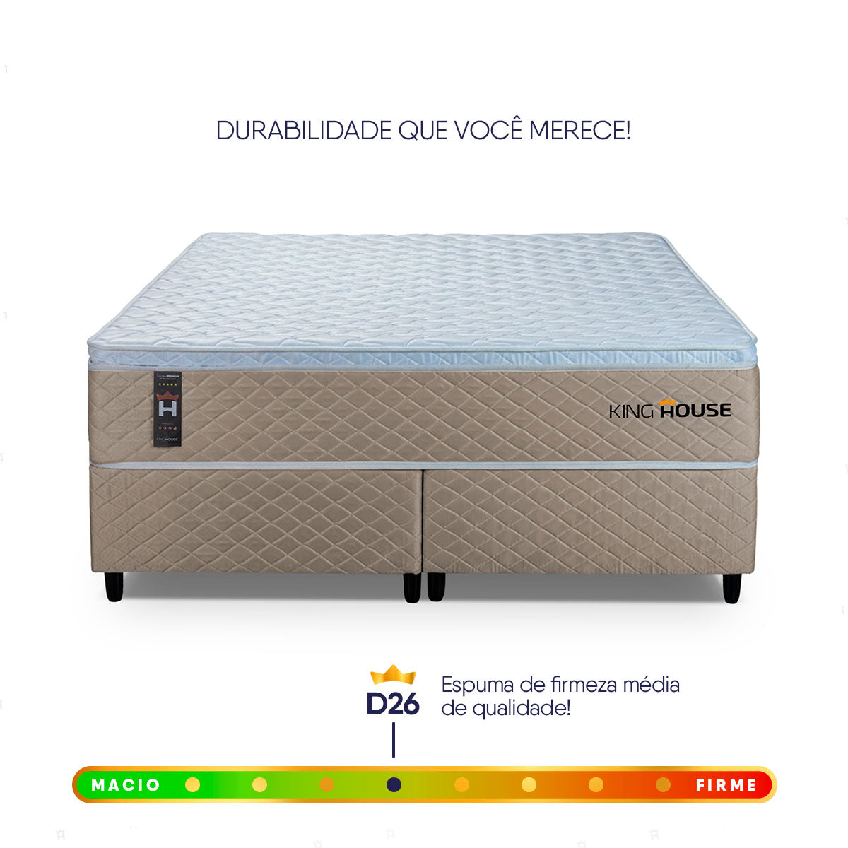 Cama Box Size Alford Molas Ensacadas King Branco Espuma D26 Suporta 110 Kg Por Pessoa