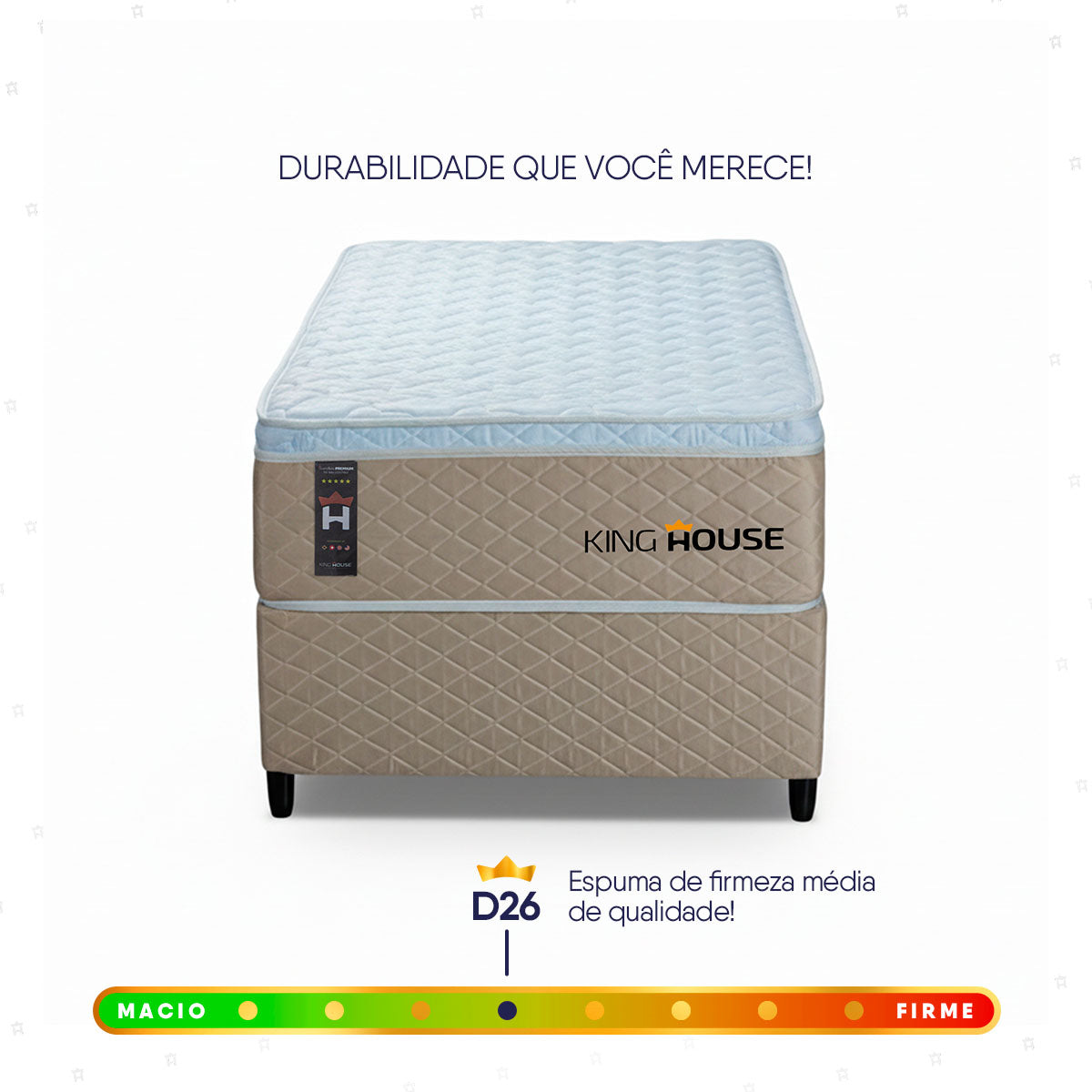 Cama Box Solteirão 96x203 Alford Molas Ensacadas Branco Espuma D26 Suporta 110 Kg Por Pessoa
