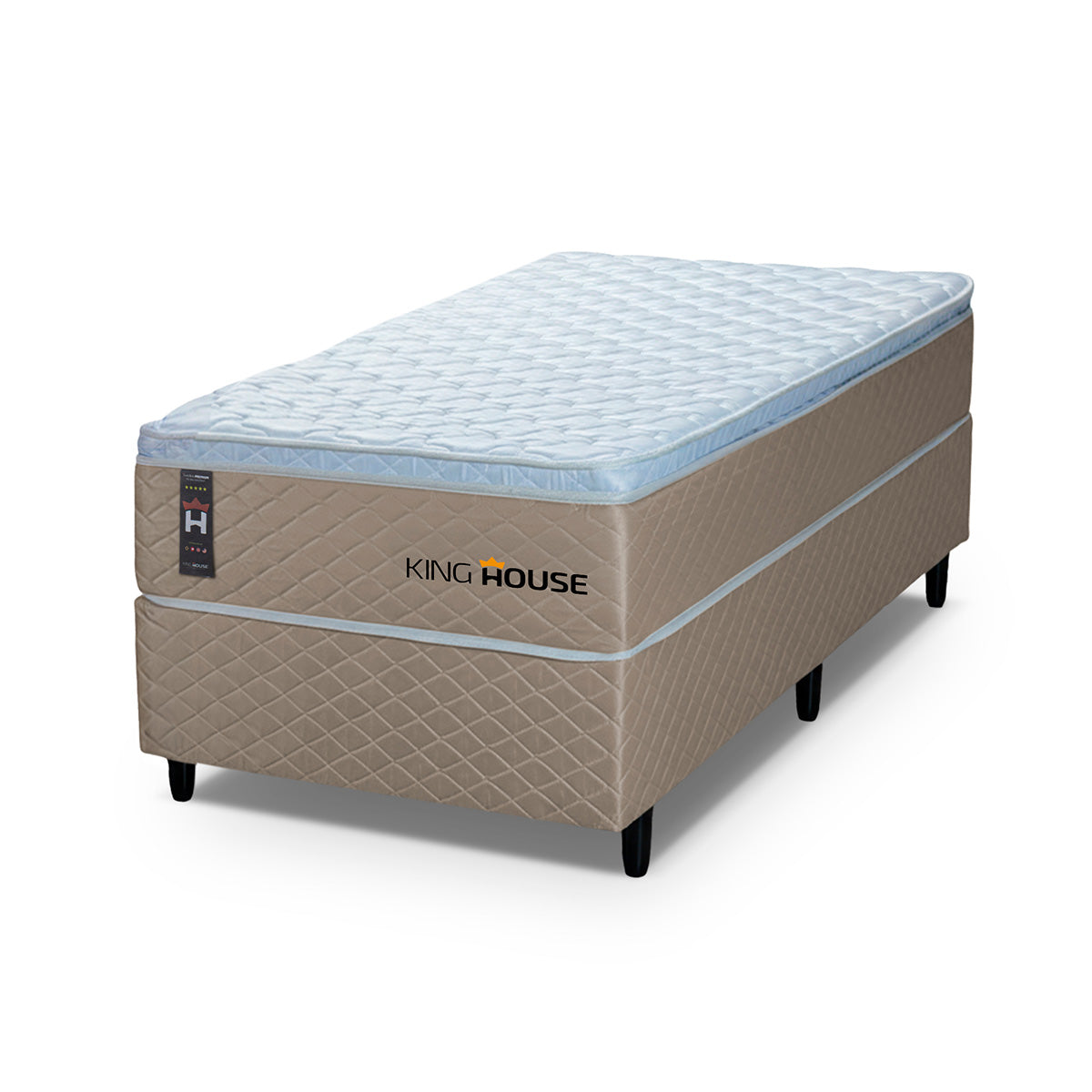 Cama Box Solteirão 96x203 Alford Molas Ensacadas Branco Espuma D26 Suporta 110 Kg Por Pessoa