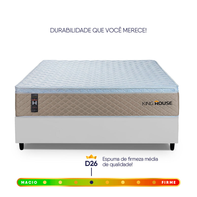 Cama Box Molas Ensacadas Alford Casal 138x188 Branco Espuma D26 Suporta 120 Kg Por Pessoa