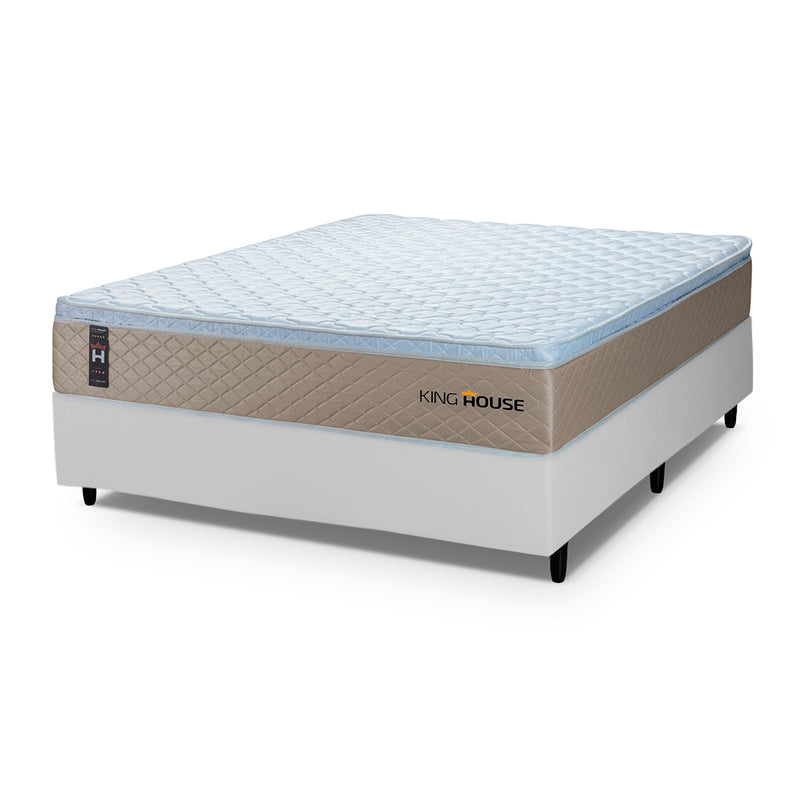 Cama Box Molas Ensacadas Alford Casal 138x188 Branco Espuma D26 Suporta 120 Kg Por Pessoa