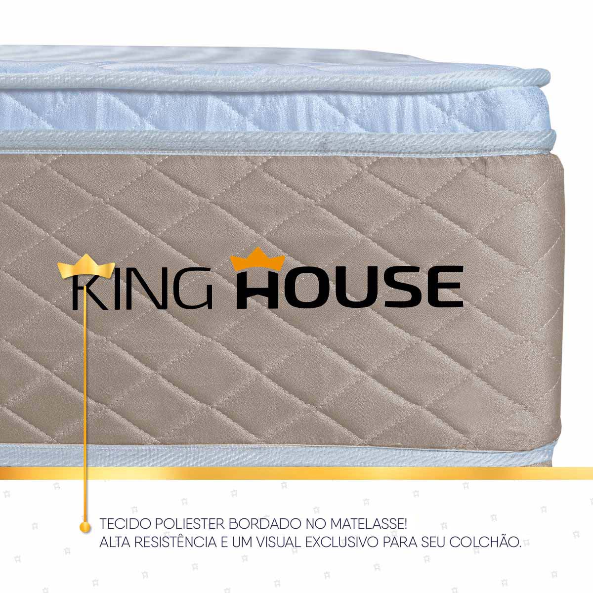 Cama Box Alford Molas Ensacadas  193x203 Bege e Branco Espuma D26 Suporta 110 kg