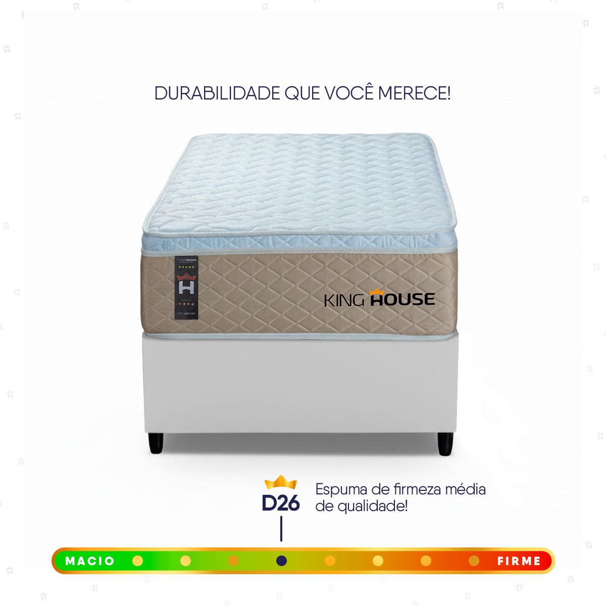 Cama Box Molas Ensacadas Alford Solteiro 88x188 Bege e Branco Espuma D26 Suporta 120 kg