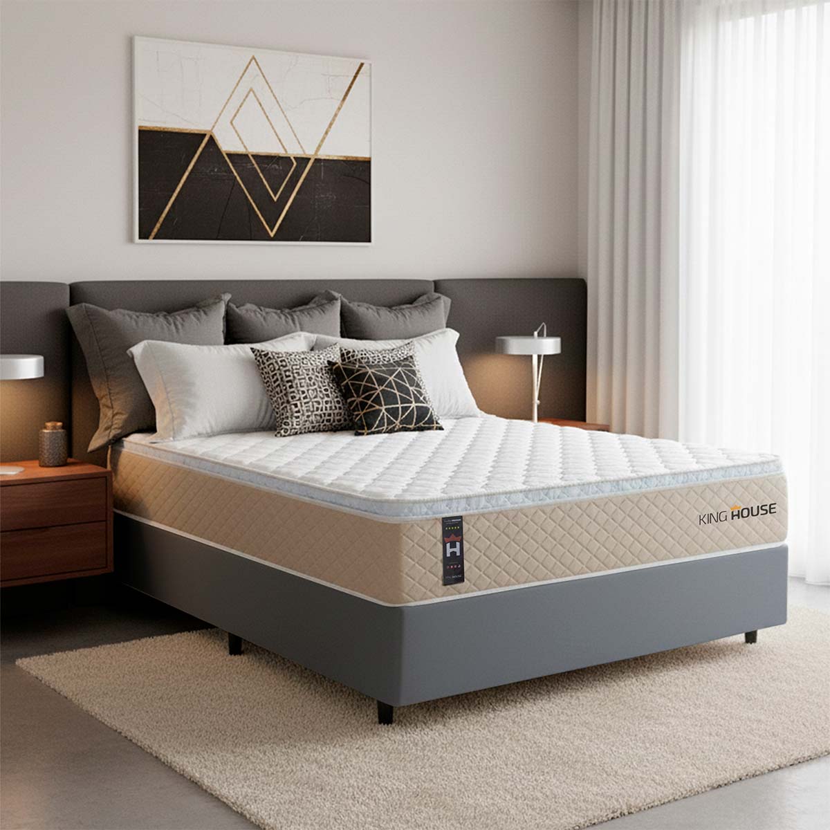 Cama Box Molas Ensacadas Alford Casal 138x188 Espuma D26 Suporta 120 Kg Por Pessoa