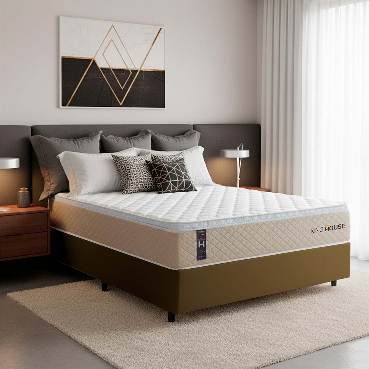 Cama Box Molas Ensacadas Alford Casal 138x188 Marrom Espuma D26 Suporta 120 Kg Por Pessoa