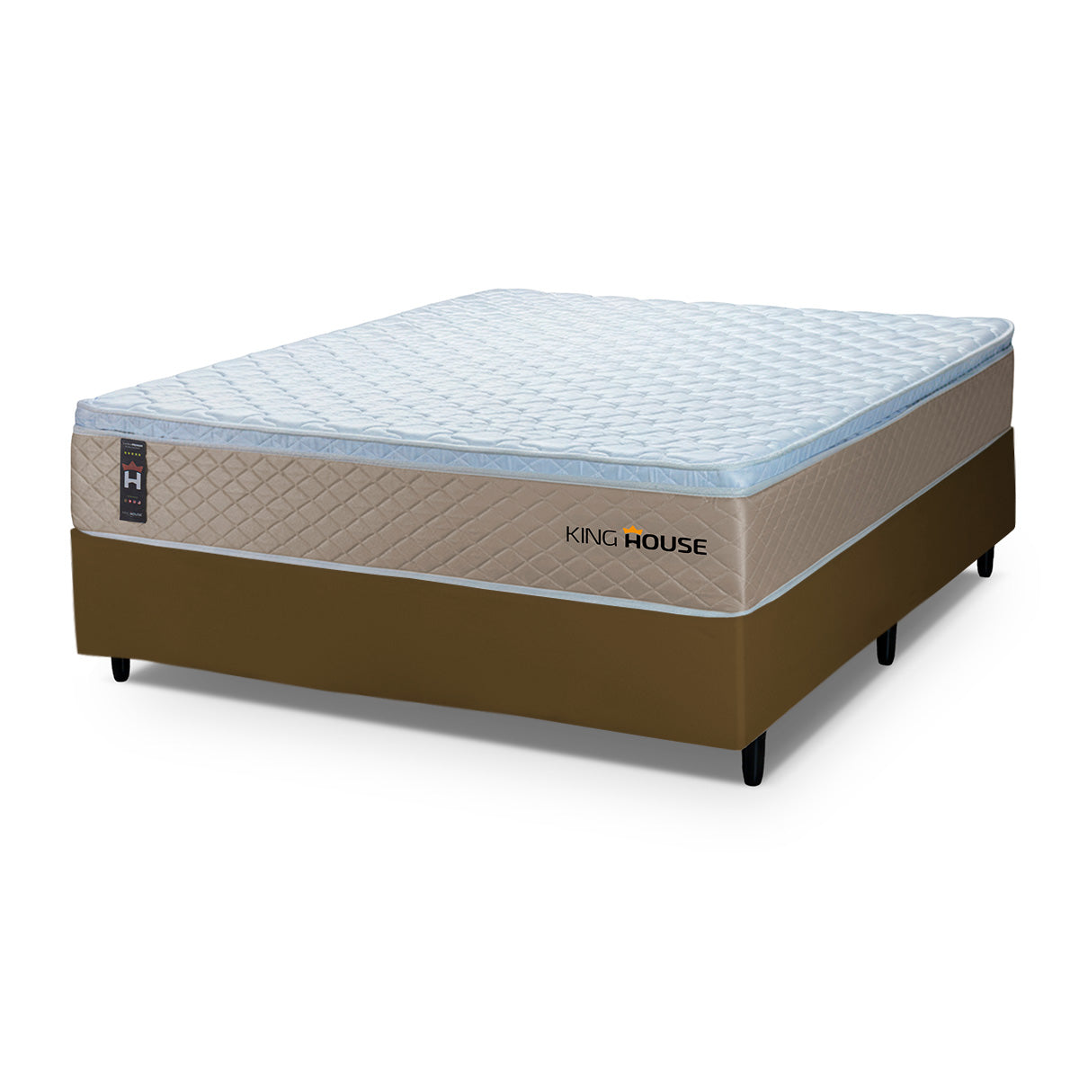 Cama Box Molas Ensacadas Alford Casal 138x188 Marrom Espuma D26 Suporta 120 Kg Por Pessoa