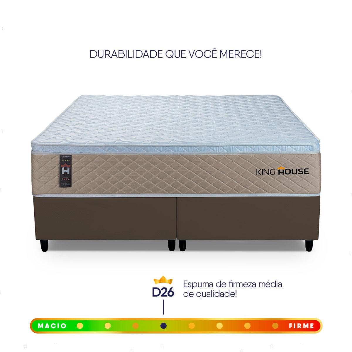 Cama Box Alford Molas Ensacadas  193x203 Bege e Marrom Espuma D26 Suporta 110 kg