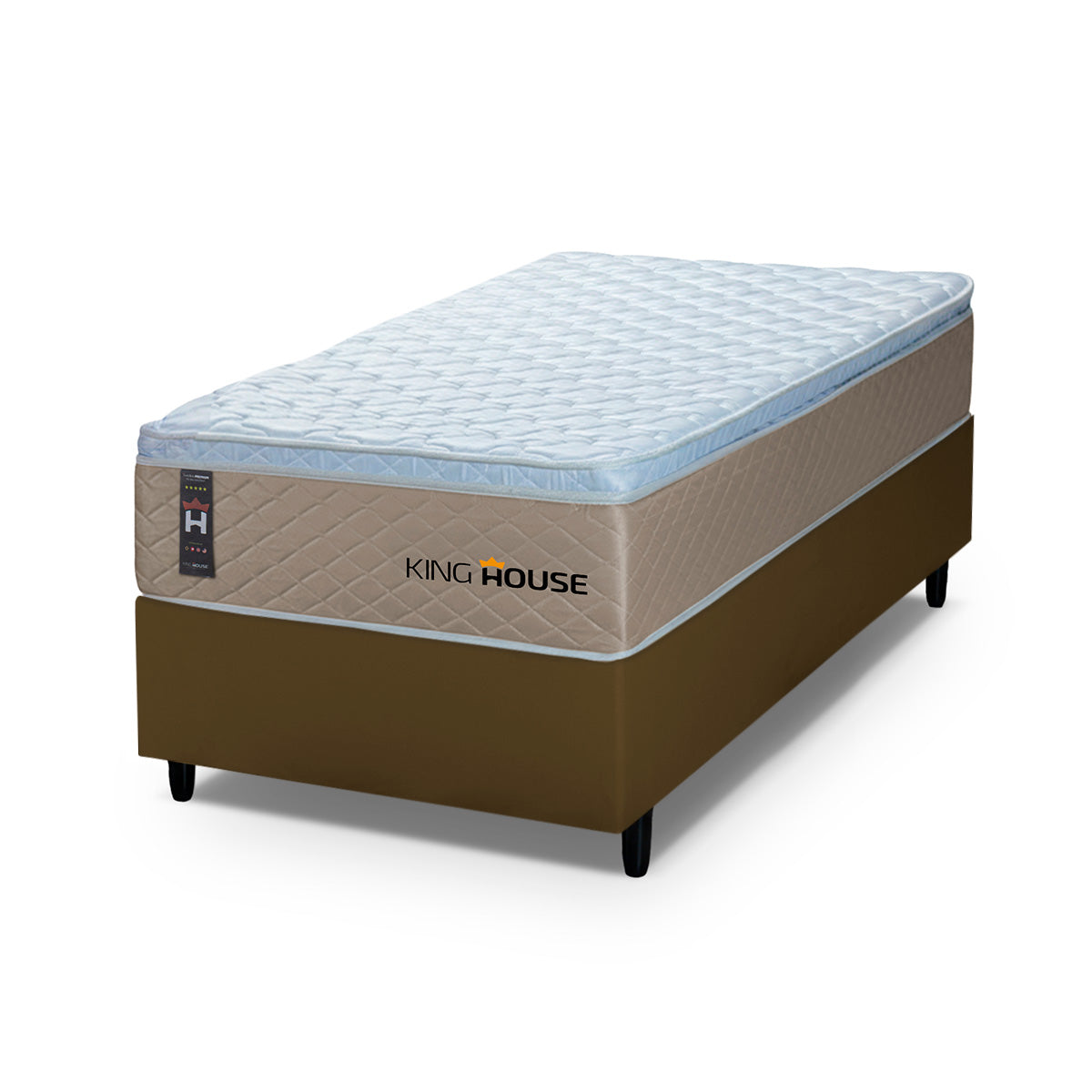 Cama Box Molas Ensacadas Alford Solteiro 88x188 Bege e Marrom Espuma D26 Suporta 120 kg
